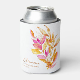 Boho Waterverf Botanische Roze Gouden Bruidsdouche Blikjeskoeler