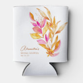 Boho Waterverf Botanische Roze Gouden Bruidsdouche Blikjeskoeler (Voorkant)