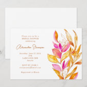 Boho Waterverf Botanische Roze Gouden Bruidsmeisje Kaart (Voorkant / Achterkant)