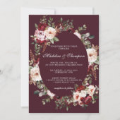 Boho Waterverf Bourgondië Rode Bloemen Lijst bruil Kaart (Voorkant)