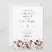 Boho waterverf Bourgondische wilde bloemen bruid Kaart (Voorkant)