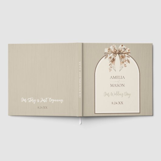 Boho Waterverf Bow bruiloft gastenboek (Volledig)