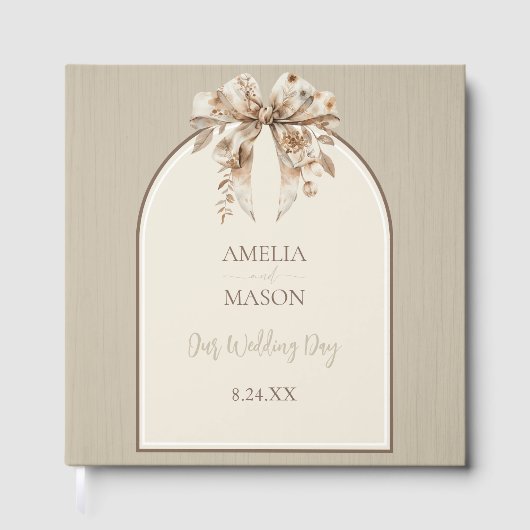 Boho Waterverf Bow bruiloft gastenboek (Voorkant)