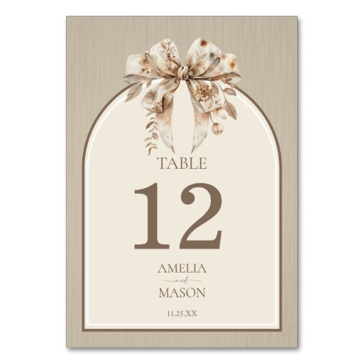 Boho Waterverf Bow Trouwtafel Kaart (Voorkant)