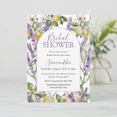 Boho Waterverf Bruidsdouche Citroen & Lavendel Kaart (Staand voorkant)