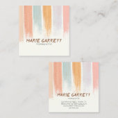 Boho Waterverf Brush Strokes Cool Vierkante Visitekaartje (Voorkant / Achterkant)