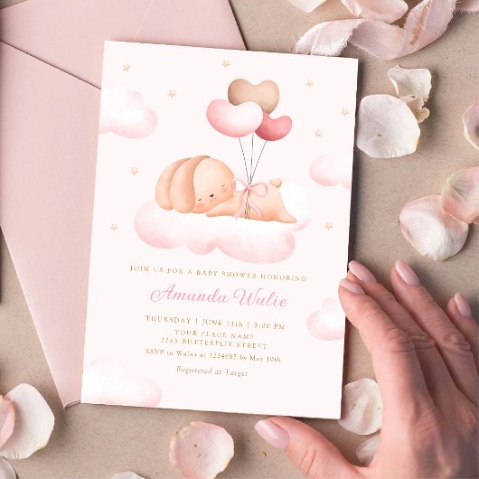 Boho Waterverf Bunny Balloon Baby shower Kaart