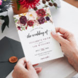 Boho Waterverf Burgundy Red Floral Rustic Wedding Kaart<br><div class="desc">Boho Waterverf Burgundy Red Floral Rustic Wedding</div>