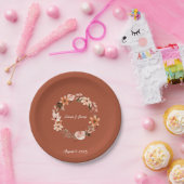 Boho Waterverf Burnt Sinaasappel gepersonaliseerd Papieren Bordje (Feest)