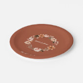 Boho Waterverf Burnt Sinaasappel gepersonaliseerd Papieren Bordje (Gekanteld)