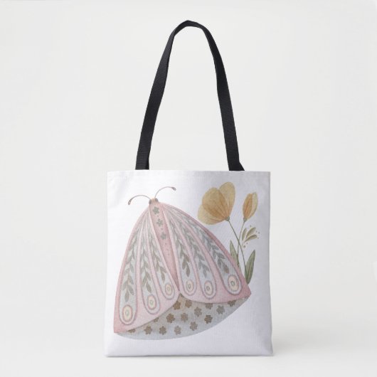 Boho Waterverf Butterfly Floral Boho Style Tote Bag (Voorkant)