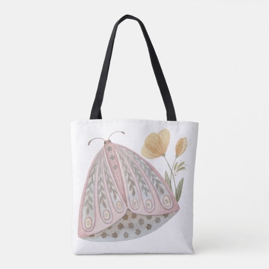 Boho Waterverf Butterfly Floral Boho Style Tote Bag (Achterkant)
