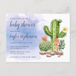 Boho Waterverf Cactus Baby shower Uitnodiging Briefkaart