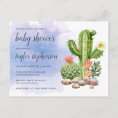 Boho Waterverf Cactus Baby shower Uitnodiging Briefkaart (Voorkant)