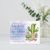 Boho Waterverf Cactus Baby shower Uitnodiging Briefkaart (Staand voorkant)