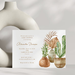 Boho Waterverf Cactus Pampas Plant Baby shower Kaart