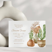 Boho Waterverf Cactus Pampas Plant Baby shower Kaart