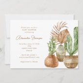 Boho Waterverf Cactus Pampas Plant Baby shower Kaart (Voorkant)