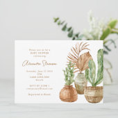 Boho Waterverf Cactus Pampas Plant Baby shower Kaart (Staand voorkant)