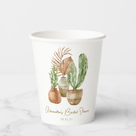 Boho Waterverf Cactus Pampas Plant Bruidsdouche Papieren Bekers