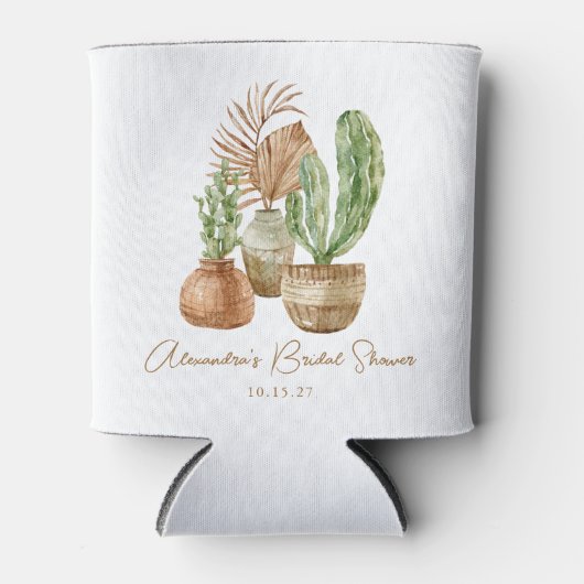 Boho Waterverf Cactus Pampas Plant Bruiloftsfeest Blikjeskoeler (Voorkant)