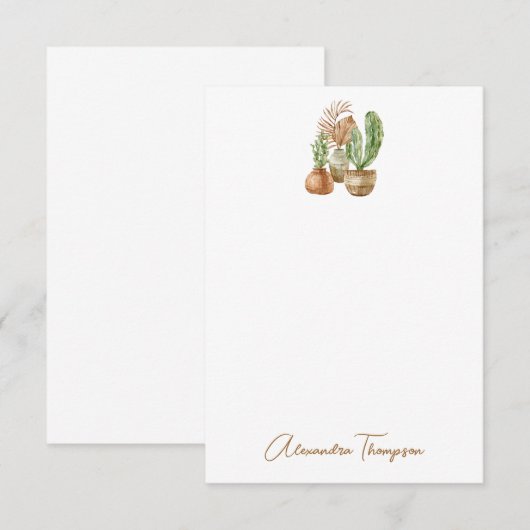 Boho Waterverf Cactus Pampas Plant Vrijgezellenfee Bedankkaart (Voorkant / Achterkant)