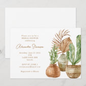 Boho Waterverf Cactus Pampas Plant Vrijgezellenfee Kaart (Voorkant / Achterkant)