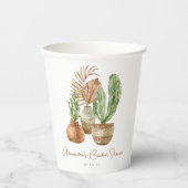 Boho Waterverf Cactus Pampas Plant Vrijgezellenfee Papieren Bekers (Voorkant)
