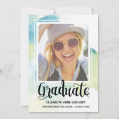 Boho Waterverf Calligrafie Foto Afstuderen Kaart (Voorkant)