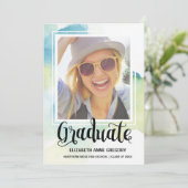 Boho Waterverf Calligrafie Foto Afstuderen Kaart (Staand voorkant)