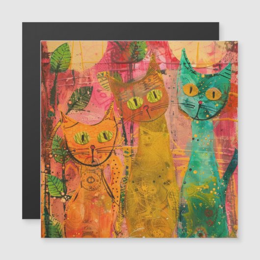 Boho Waterverf Cats - Aardse katachtige kunst (2) (Voorkant / Achterkant)