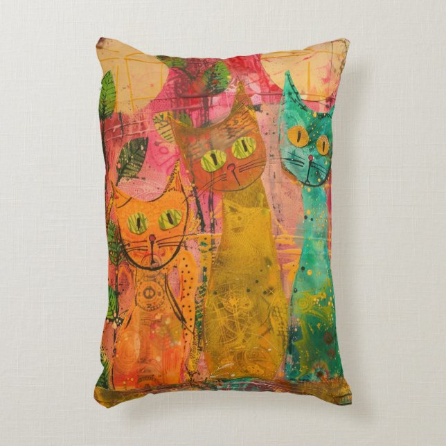 Boho Waterverf Cats - Aardse katachtige kunst (2) Accent Kussen (Voorkant(Verticaal))