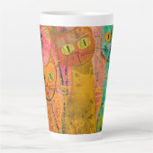 Boho Waterverf Cats - Aardse katachtige kunst (2) Latte Mok (Voorkant)
