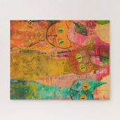 Boho Waterverf Cats - Aardse katachtige kunst (2) Legpuzzel (Horizontaal)