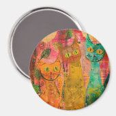 Boho Waterverf Cats - Aardse katachtige kunst (2) Magneet (Voorkant / Achterkant)