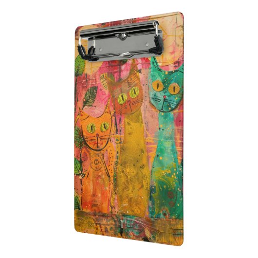 Boho Waterverf Cats - Aardse katachtige kunst (2) Mini Klembord (Angled2)