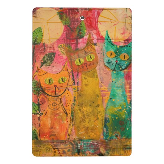 Boho Waterverf Cats - Aardse katachtige kunst (2) Mini Klembord (Achterkant)