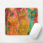 Boho Waterverf Cats - Aardse katachtige kunst (2) Muismat (Met muis)