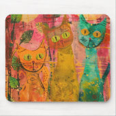 Boho Waterverf Cats - Aardse katachtige kunst (2) Muismat (Voorkant)
