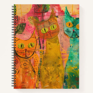 Boho Waterverf Cats - Aardse katachtige kunst (2) Notitieboek