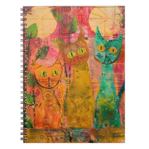Boho Waterverf Cats - Aardse katachtige kunst (2) Notitieboek
