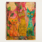 Boho Waterverf Cats - Aardse katachtige kunst (2) Planner (Voorkant)