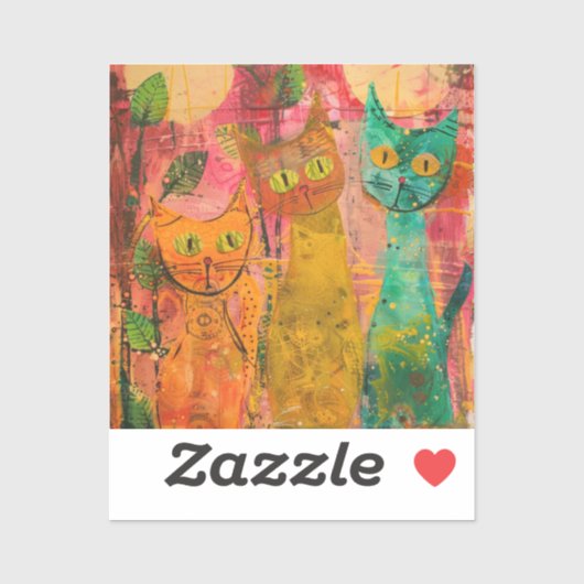 Boho Waterverf Cats - Aardse katachtige kunst (2) Sticker (Vel)