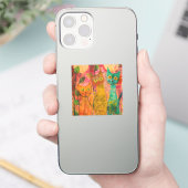 Boho Waterverf Cats - Aardse katachtige kunst (2) Sticker (Telefoon)
