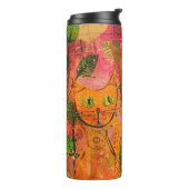 Boho Waterverf Cats - Aardse katachtige kunst (2) Thermosbeker (Gedraaid links)