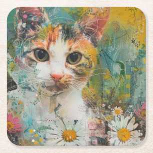 Boho Waterverf Cats - Aardse katachtige kunst (3) Kartonnen Onderzetters