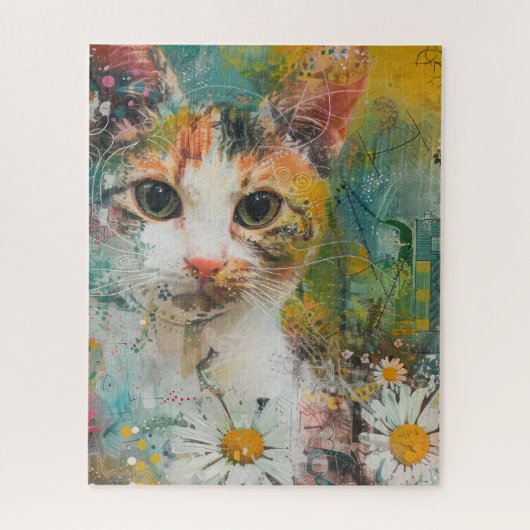 Boho Waterverf Cats - Aardse katachtige kunst (3) Legpuzzel (Verticaal)