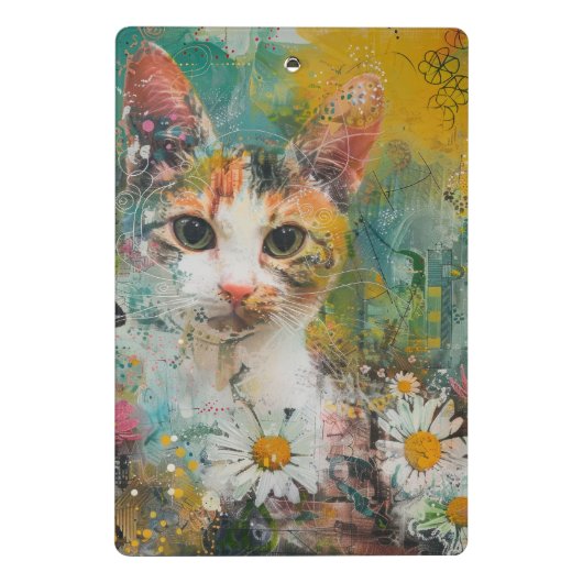 Boho Waterverf Cats - Aardse katachtige kunst (3) Mini Klembord (Achterkant)