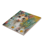 Boho Waterverf Cats - Aardse katachtige kunst (3) Tegeltje (Zijkant)