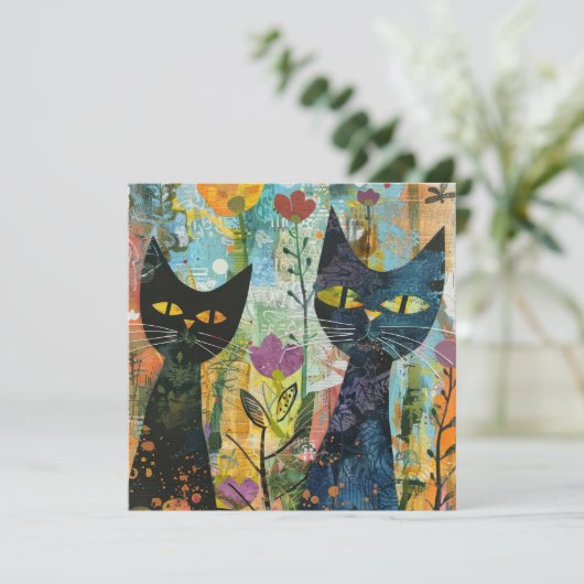 Boho Waterverf Cats - Aardse katachtige kunst (4) (Staand voorkant)